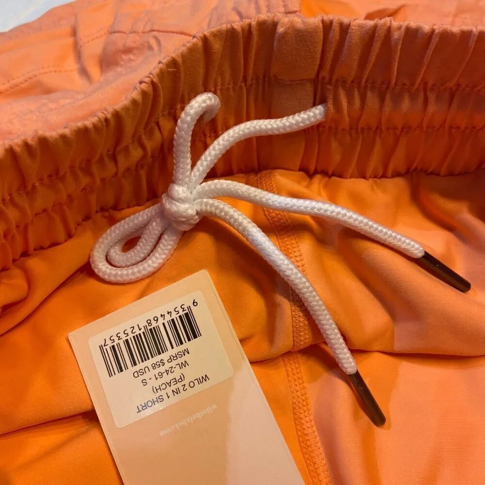 Wilo The Label Women's 2 in 1 Running Short Peach Athletic Activewear Workout - Picture 6 of 10